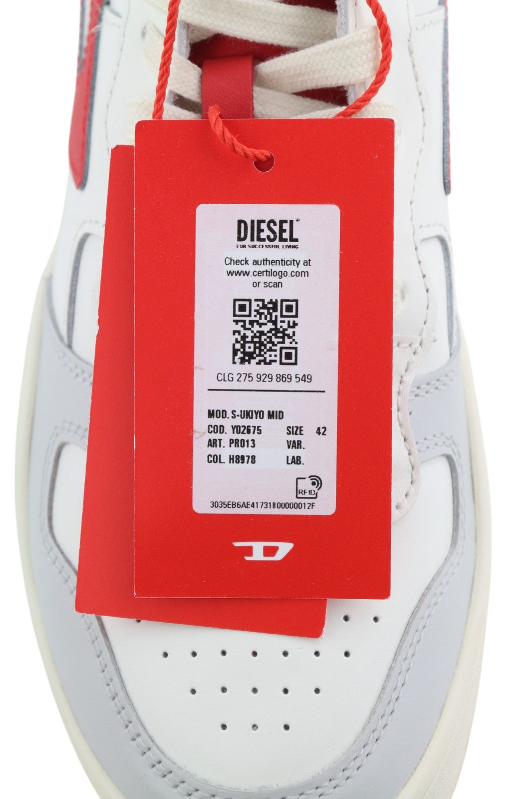 DIESEL S-Ukiyo Mid vyriški sportbačiai, šviesios karvės odos, EU42, RRP 140 € 