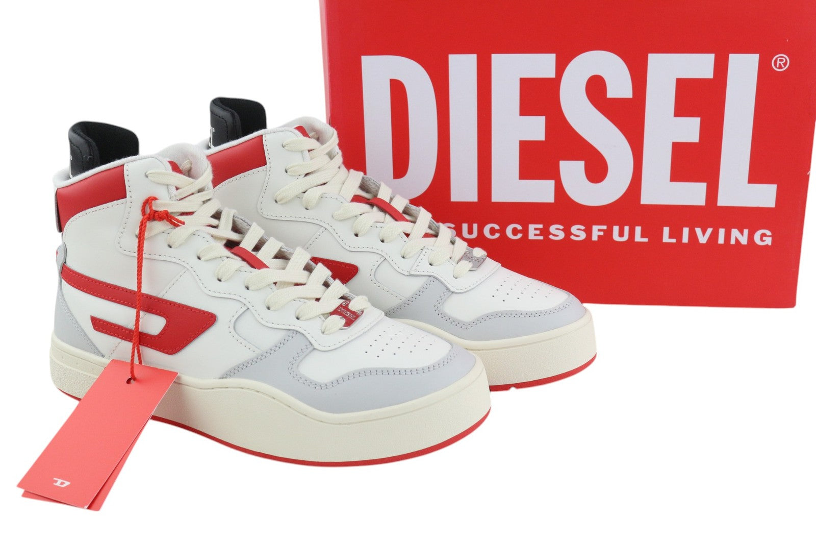 DIESEL S-Ukiyo Mid vyriški sportbačiai, šviesios karvės odos, EU42, RRP 140 € 
