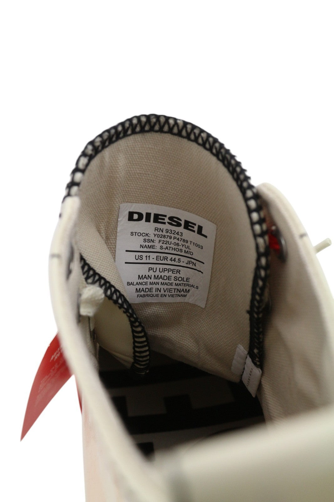 DIESEL S-Athos Mid vyriški sportbačiai, 44,5 dydžio, su dengta danga, RRP 175 €, migdolų nosis 