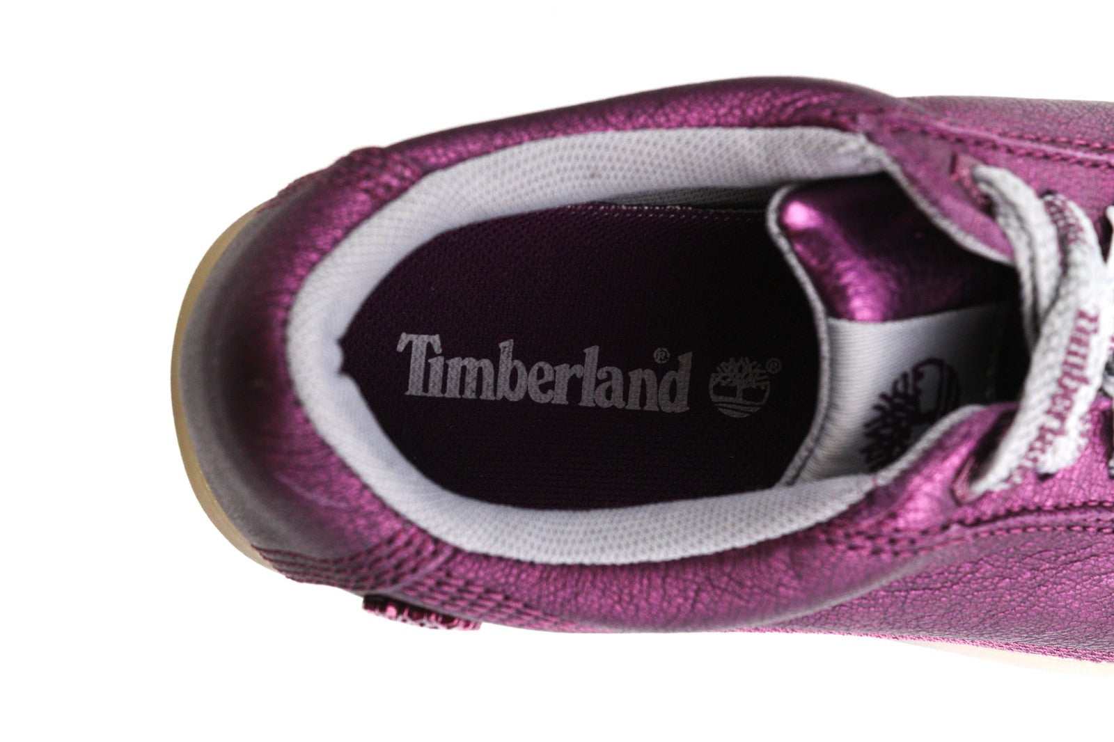 TIMBERLAND A252G moteriški sportbačiai EU37 EU38 blizgančios violetinės odos žemapadžiai su raišteliais 
