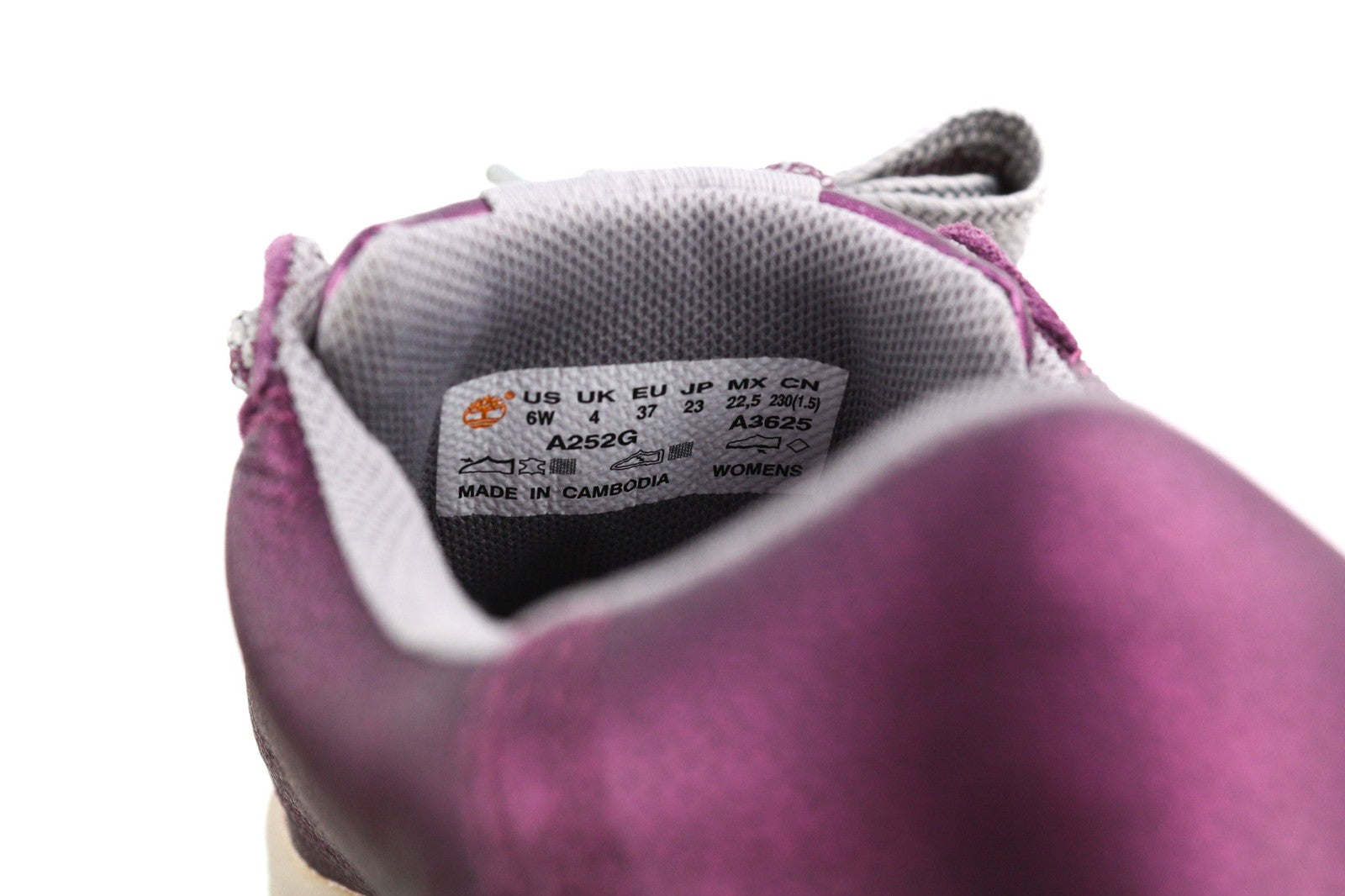 TIMBERLAND A252G moteriški sportbačiai EU37 EU38 blizgančios violetinės odos žemapadžiai su raišteliais 