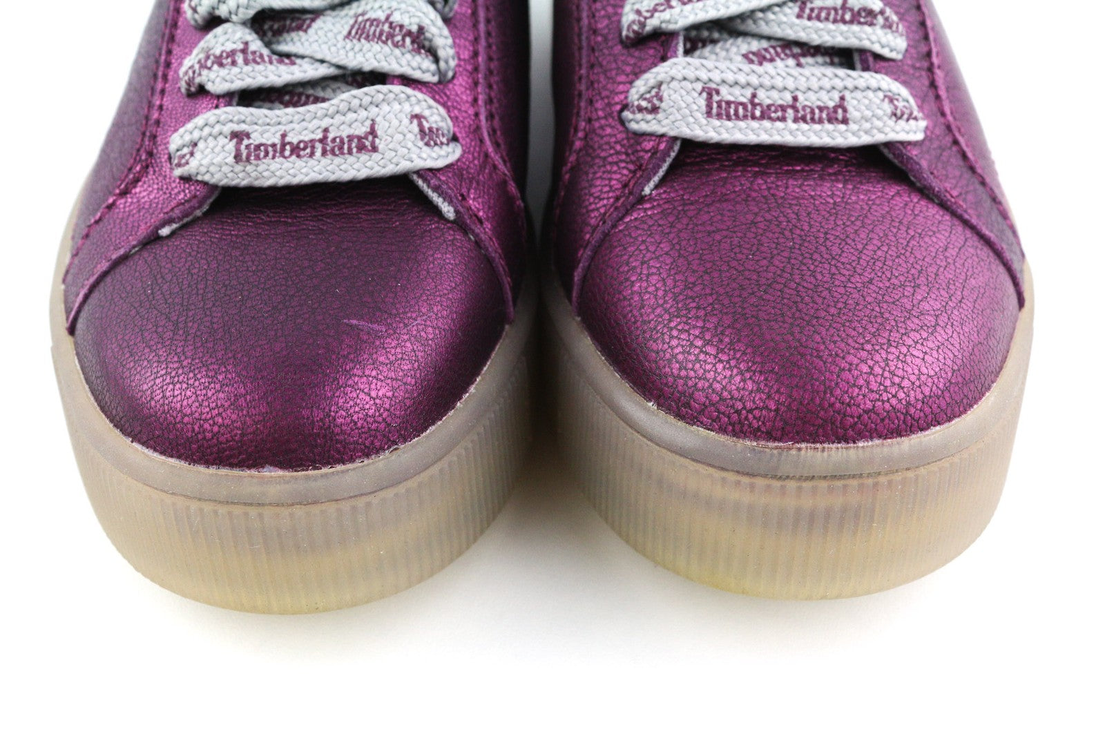 TIMBERLAND A252G moteriški sportbačiai EU37 EU38 blizgančios violetinės odos žemapadžiai su raišteliais 