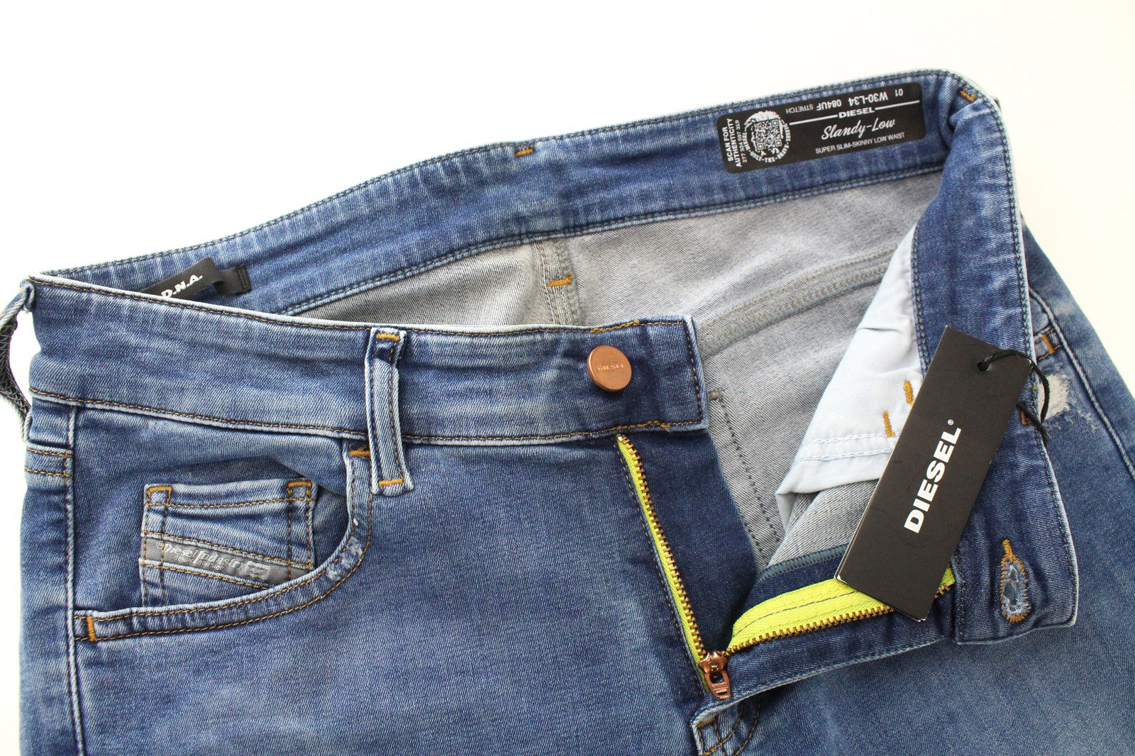 DIESEL Slandy-Low 084UF D.N.A. Women's W30/L34 Super Skinny Jeans Distressed