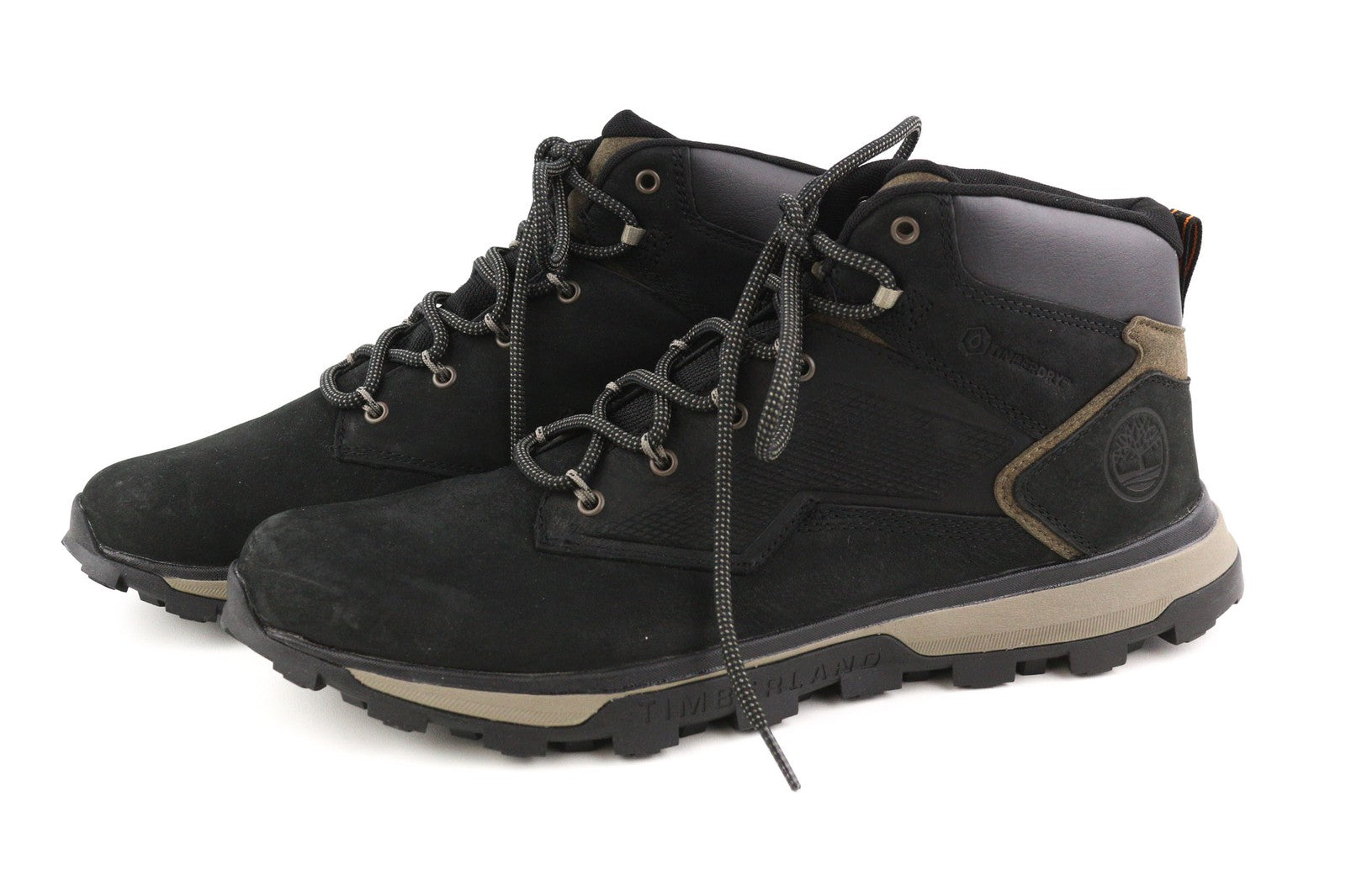 TIMBERLAND A2E5K vyriški batai EU46 EU47.5 juodi odiniai migdolų nosys su nėriniuotais galais, ReBOTL 