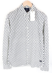 SCOTCH &amp; SODA vyriški marškiniai L dydžio, išskleista apykakle, dryžuotas laisvalaikio stiliaus, abstraktaus rašto. 