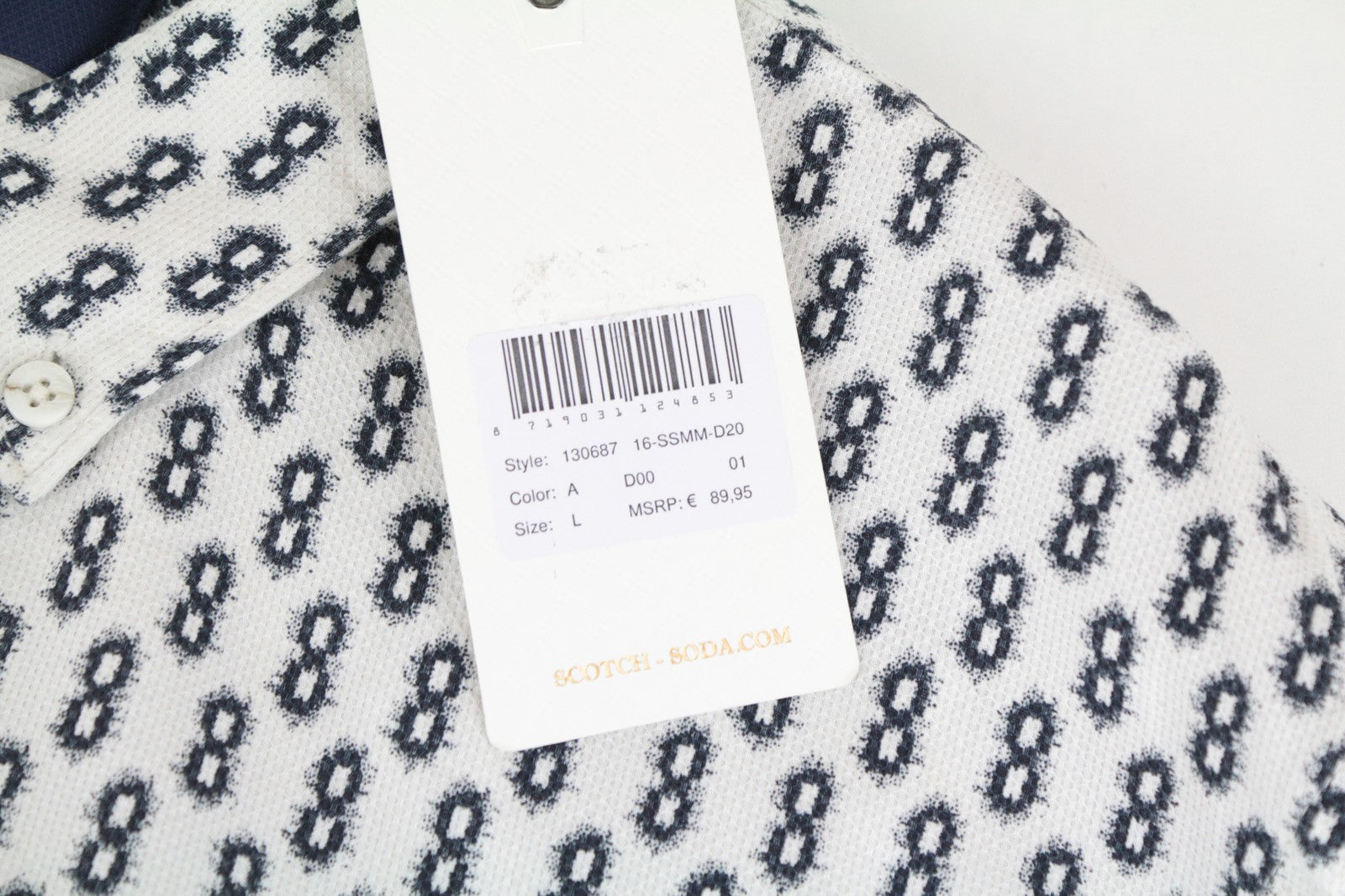 SCOTCH &amp; SODA vyriški marškiniai L dydžio, išskleista apykakle, dryžuotas laisvalaikio stiliaus, abstraktaus rašto. 