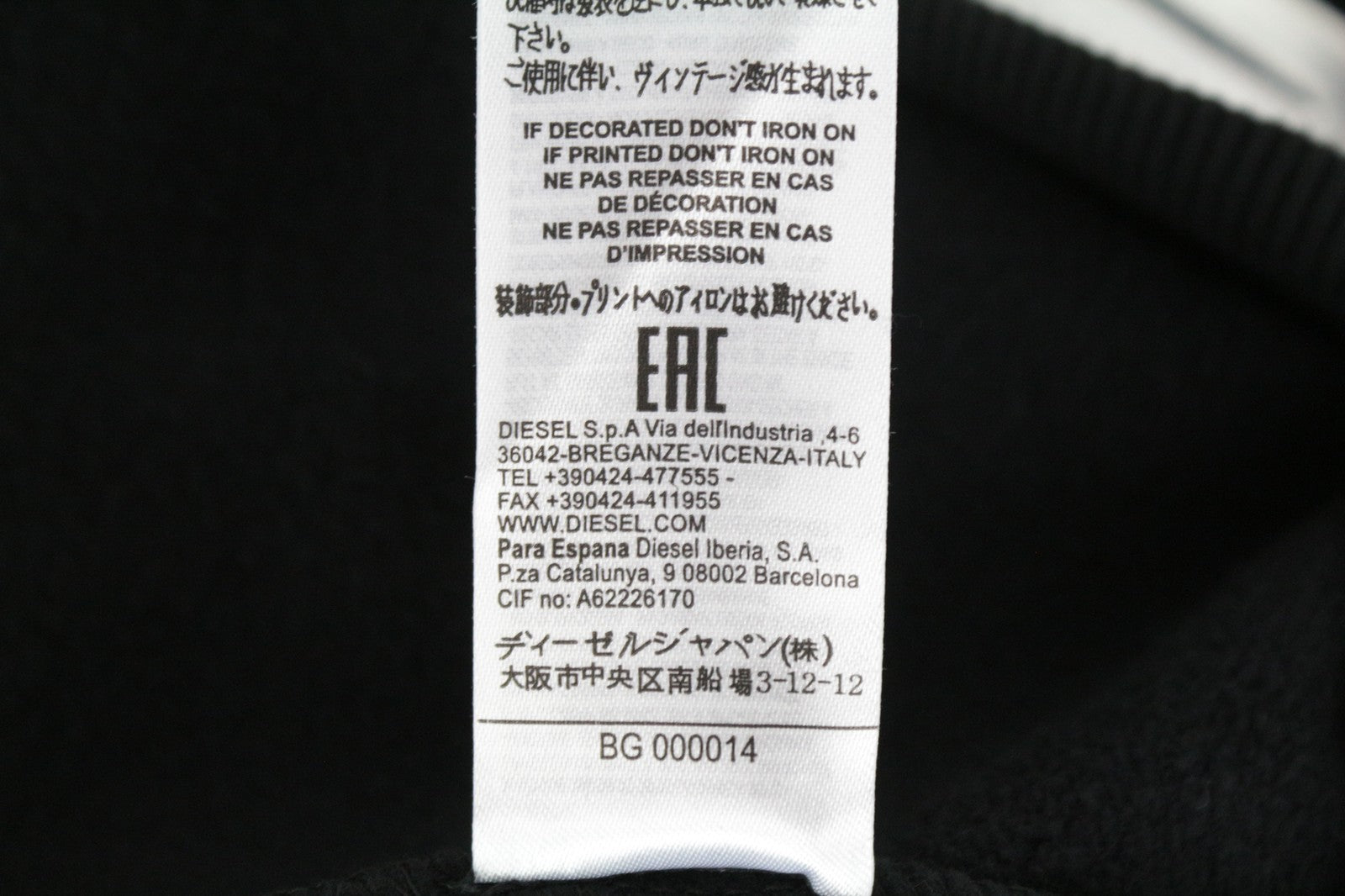 DIESEL F-Arap Felpa moteriškas džemperis XS dydžio, laisvalaikio, juodos spalvos, rauktomis rankovėmis. 