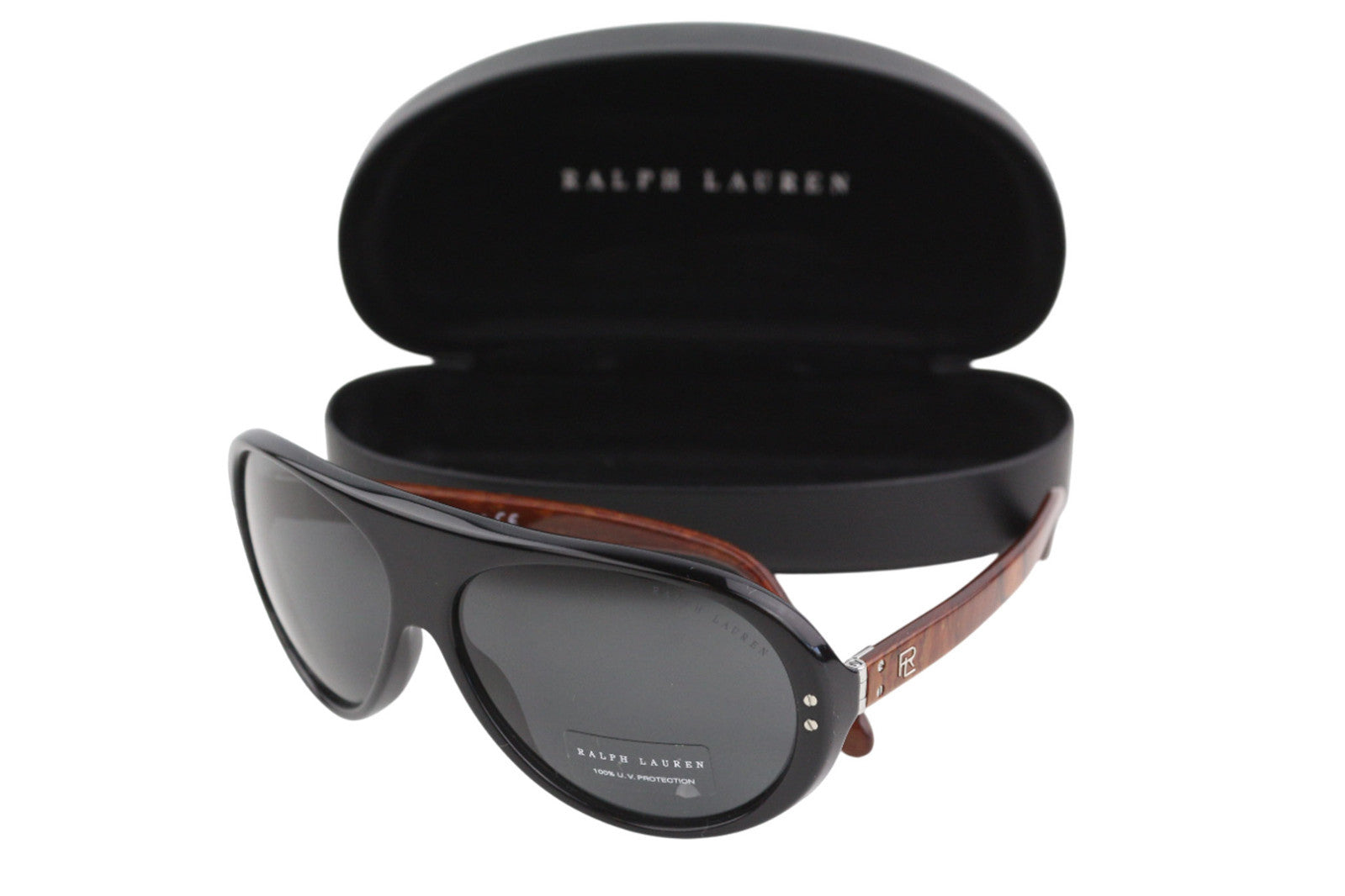 RALPH LAUREN moteriški akiniai nuo saulės 0RL8194 su blizgia juoda spalva, apsauga nuo UV spindulių, rekomenduojama mažmeninė kaina – 160 € 