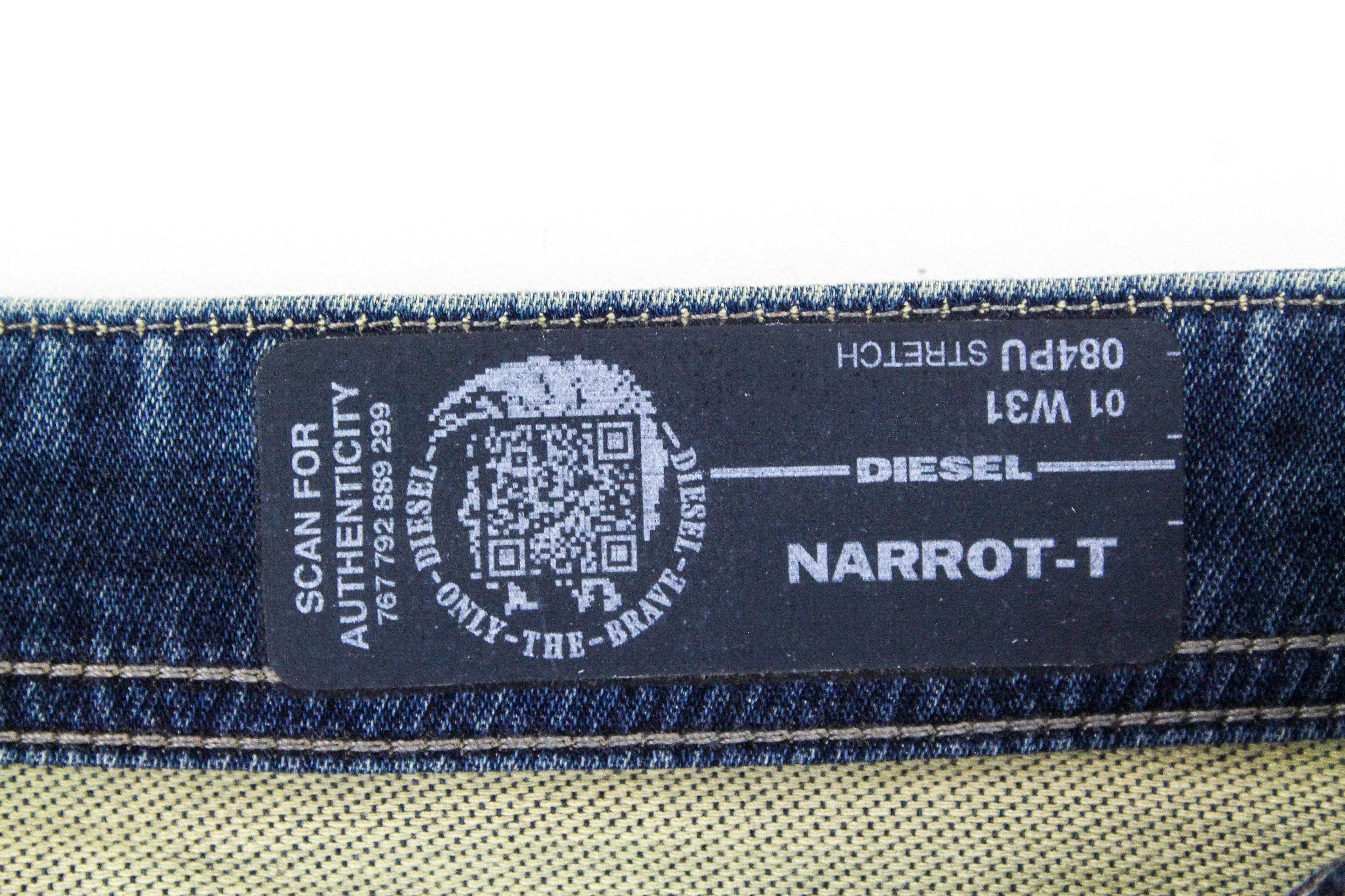 DIESEL Narrot-T ​​084PU vyriški W31 džinsai Slim Distressed Washed Sweat Jogg 