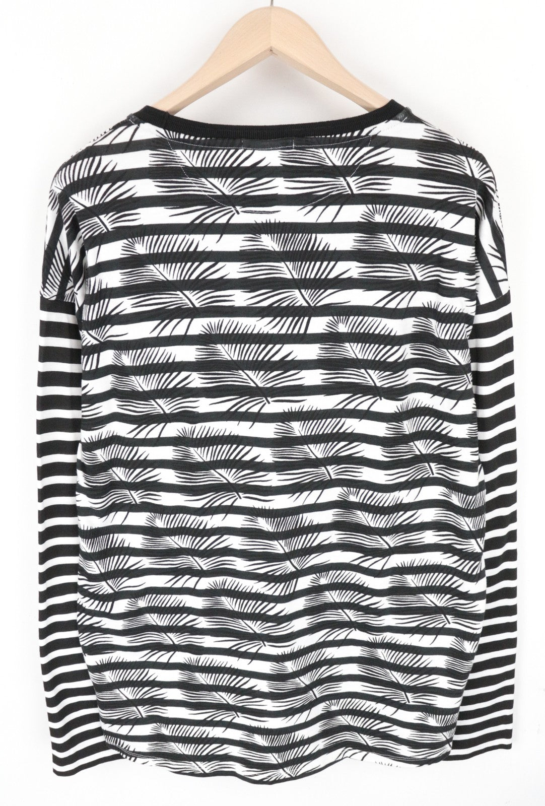 SCOTCH &amp; SODA Tokyo Toujours vyriškas džemperis XL dydžio su palmių lapų raštu ir dryžuotu apvaliu džemperiu 