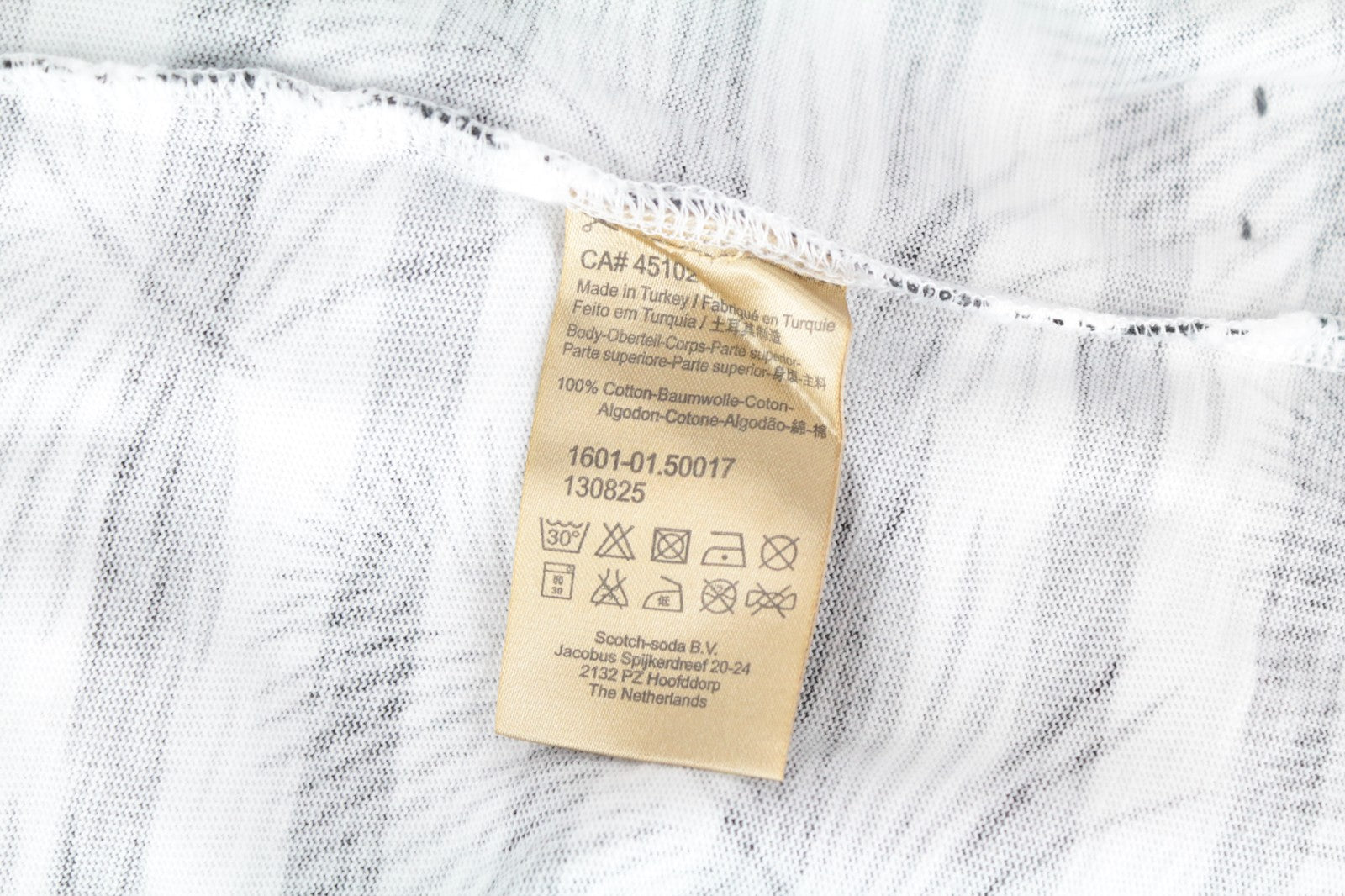 SCOTCH &amp; SODA Tokyo Toujours vyriškas džemperis XL dydžio su palmių lapų raštu ir dryžuotu apvaliu džemperiu 