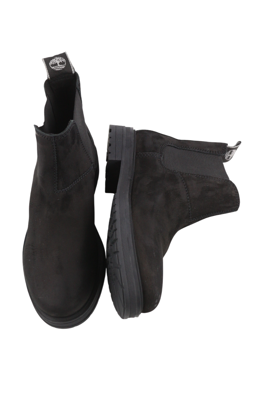 TIMBERLAND moteriški aulinukai EU37.5 UK4.5 juodi odiniai migdolų noselės guminiai „Chelsea“ 