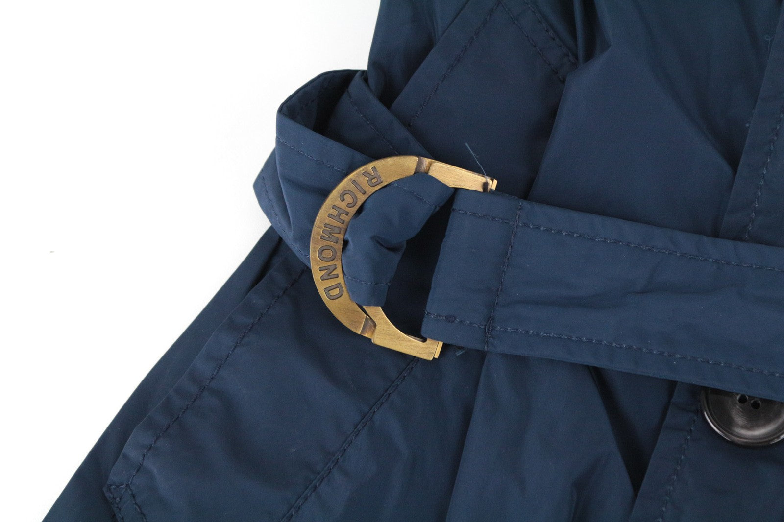 RICHMOND X vyriška striukė 48 su diržu, trumpa lietpalčio nailono striukė, laisvalaikio mėlyna 