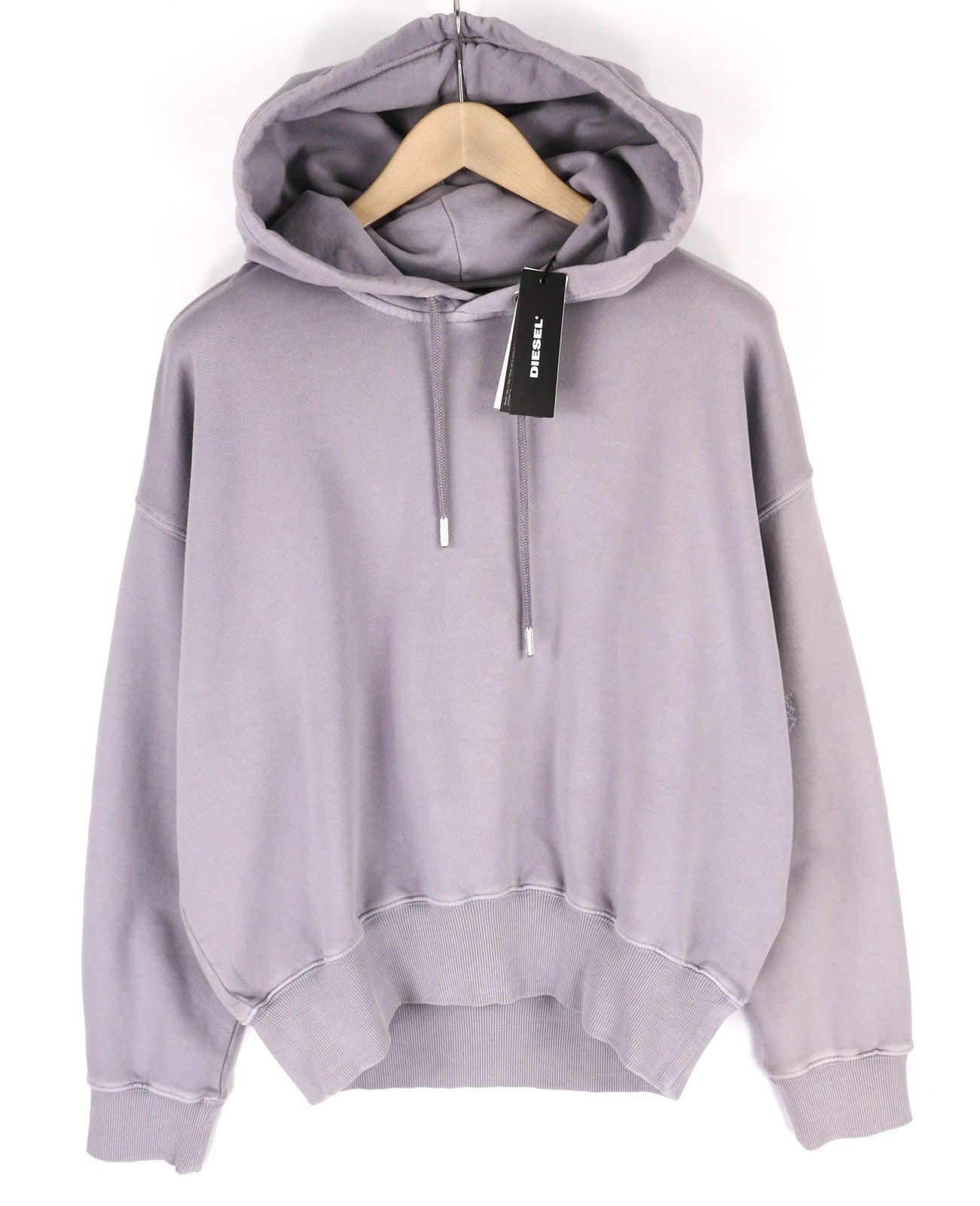 DIESEL F-Magdalena Felpa moteriškas džemperis su gobtuvu S dydžio, violetinis, su gobtuvu ir dirželiais, RRP 175 € 