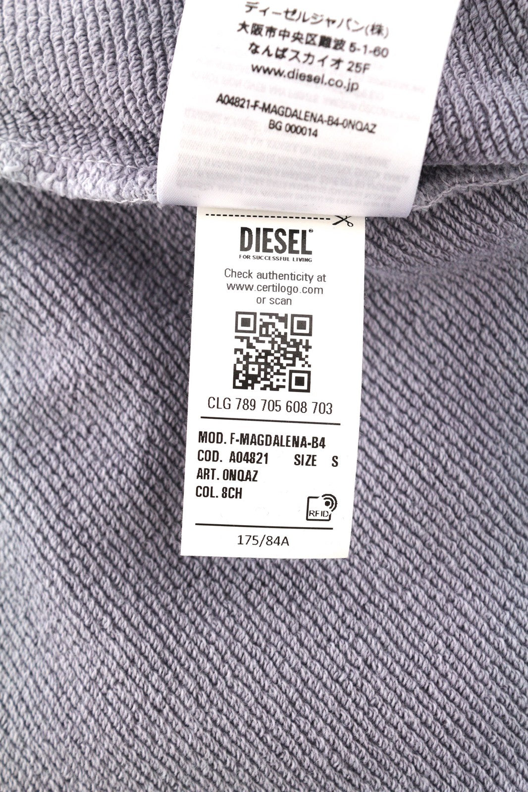 DIESEL F-Magdalena Felpa moteriškas džemperis su gobtuvu S dydžio, violetinis, su gobtuvu ir dirželiais, RRP 175 € 