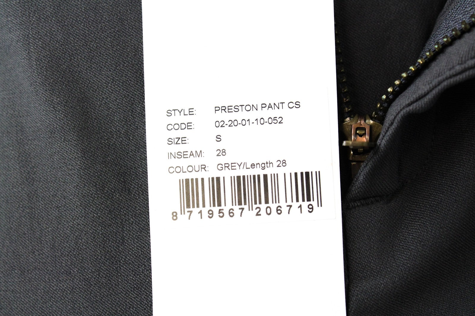 DENHAM Preston moteriškos S dydžio chino stiliaus kelnės, pilkos, tamprios, klasikinės, su užtrauktuku 