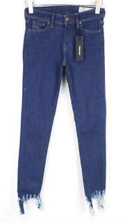DIESEL Slandy 088AT Women's W27/L32 Blue Jeans Super Skinny Distressed Hems