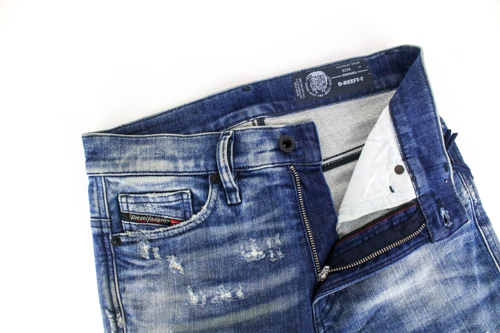 DIESEL D-Reeft-T 0870O vyriški W26 džinsai su aptemptais Jogg Skinny Sweat Boys džinsais 