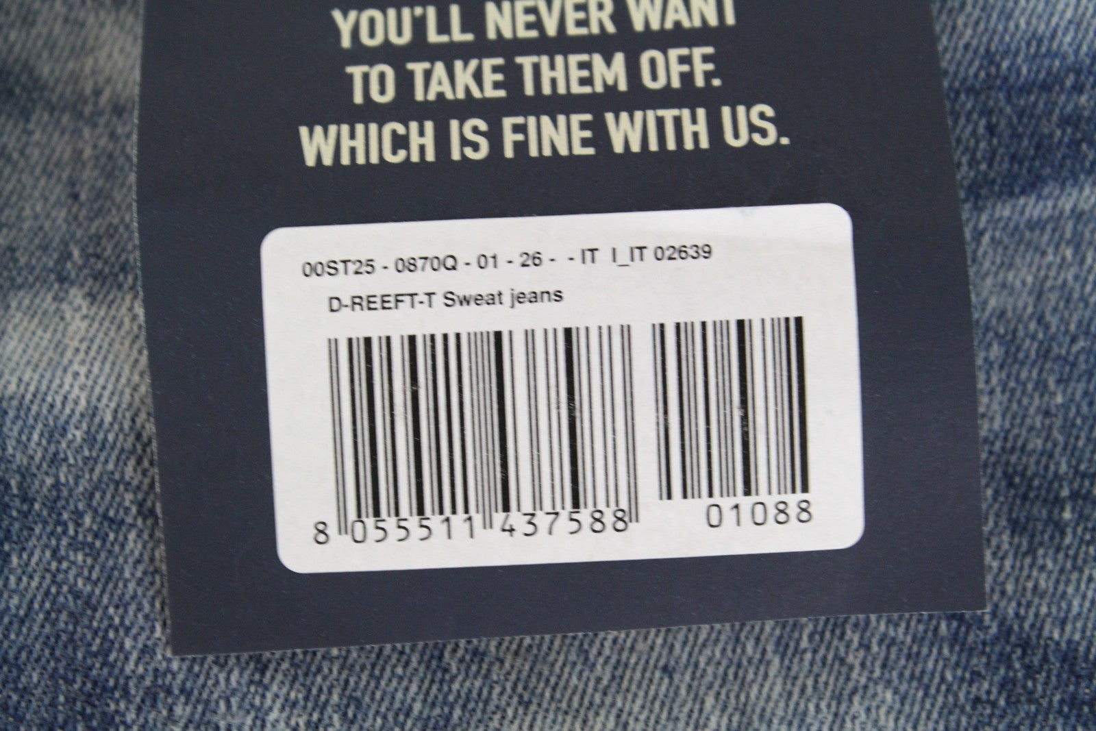 DIESEL D-Reeft-T 0870O vyriški W26 džinsai su aptemptais Jogg Skinny Sweat Boys džinsais 