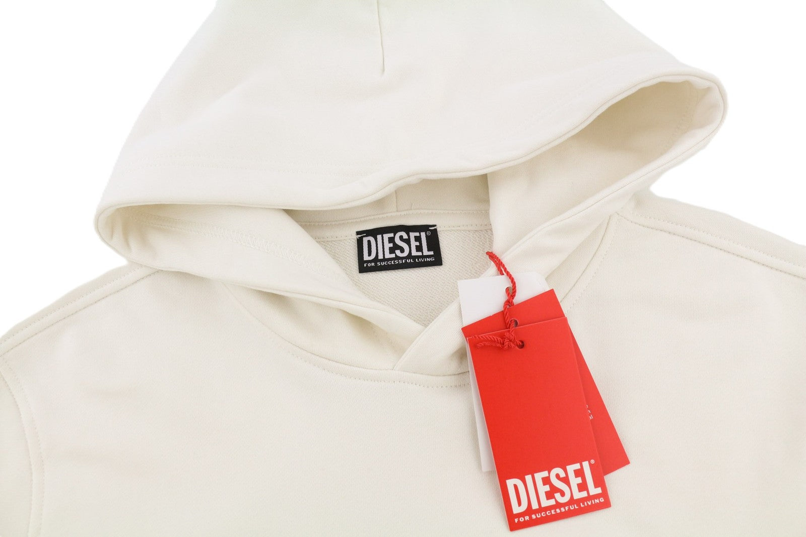 DIESEL S-Ginn-Hood vyriškas džemperis su gobtuvu M, smėlio spalvos, su kengūros dirželiais, rekomenduojama kaina – 175 € 