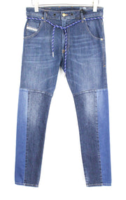 DIESEL D-Luhic-SP-NE 069IU vyriški W28 Jogg džinsai su tampriu, kontrastingu audiniu ir siaurėjančiomis detalėmis 