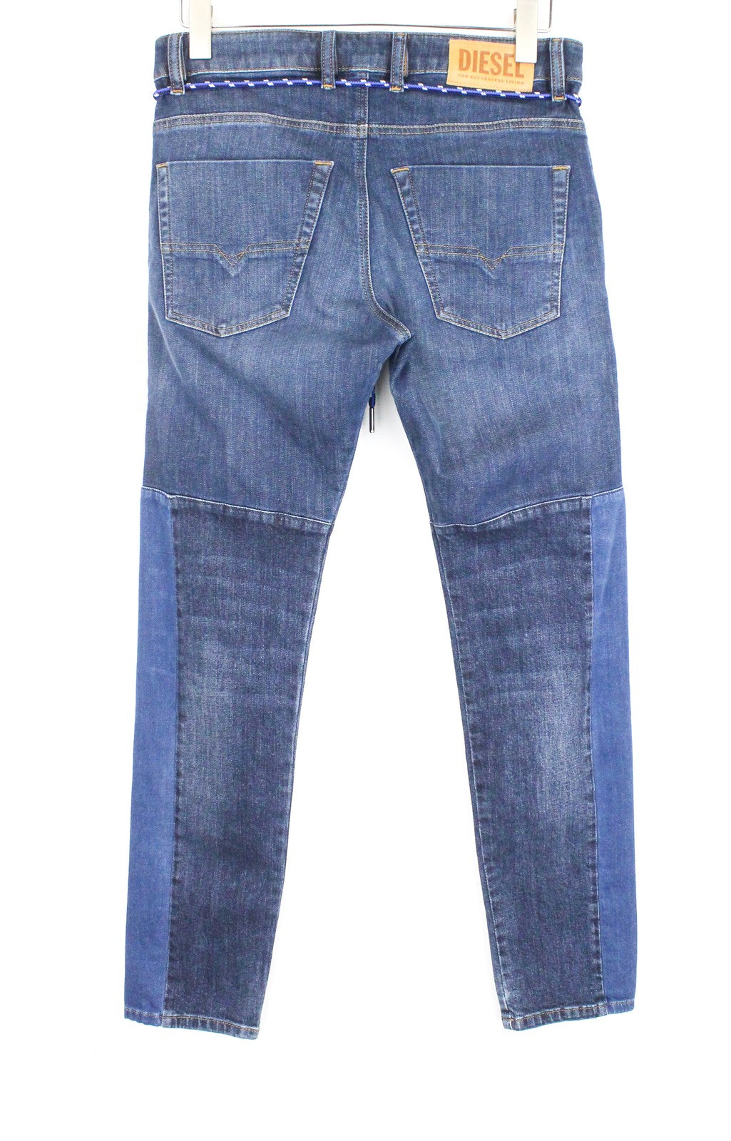 DIESEL D-Luhic-SP-NE 069IU vyriški W28 Jogg džinsai su tampriu, kontrastingu audiniu ir siaurėjančiomis detalėmis 