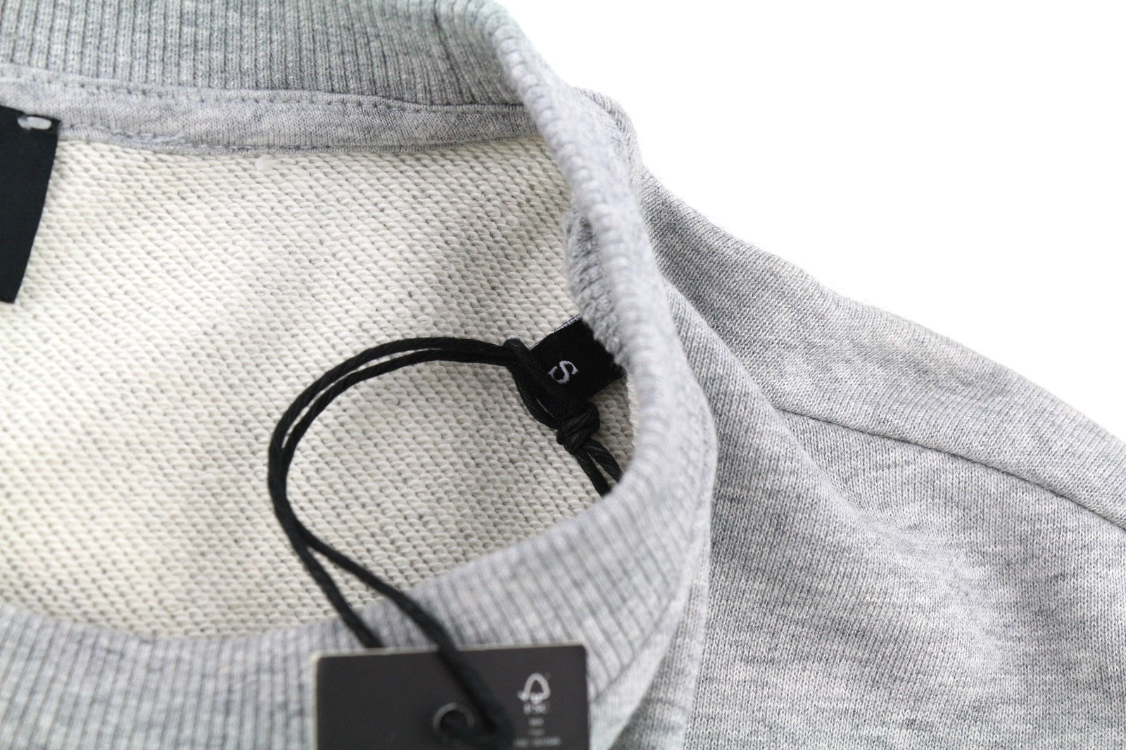 DIESEL S-Girk vyriškas džemperis su S melanžo pilka apvalia kaklo iškirpte ir logotipais 