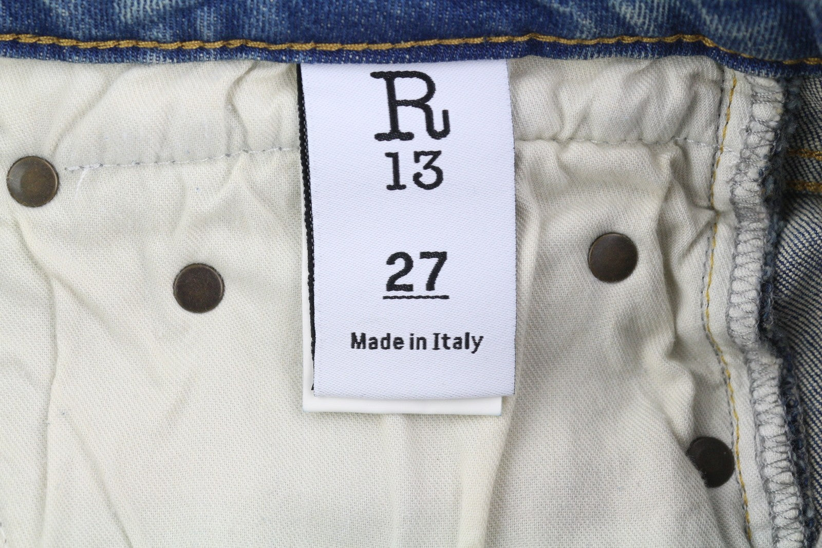 R13 Boy Straight Women Jeans 27 Cropped Ankle Length Blue Kelly Stretch RRP€645