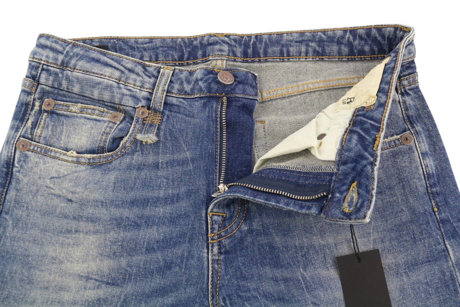 R13 Boy Straight Women Jeans 29 Cropped Ankle Washed Blue Kelly Stretch RRP€645