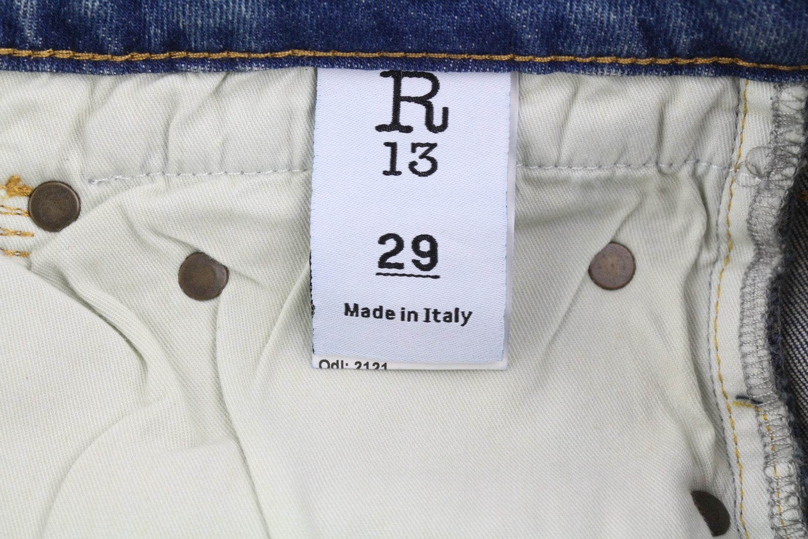 R13 Boy Straight Women Jeans 29 Cropped Ankle Washed Blue Kelly Stretch RRP€645