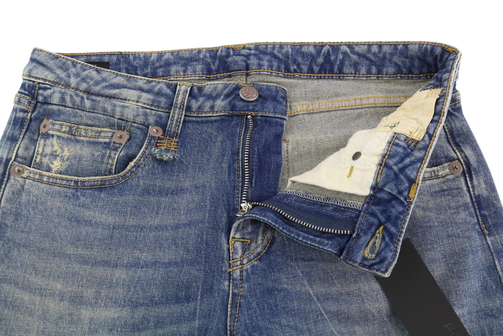 R13 Boy Straight Women Jeans 30 Cropped Ankle Washed Blue Kelly Stretch RRP€645