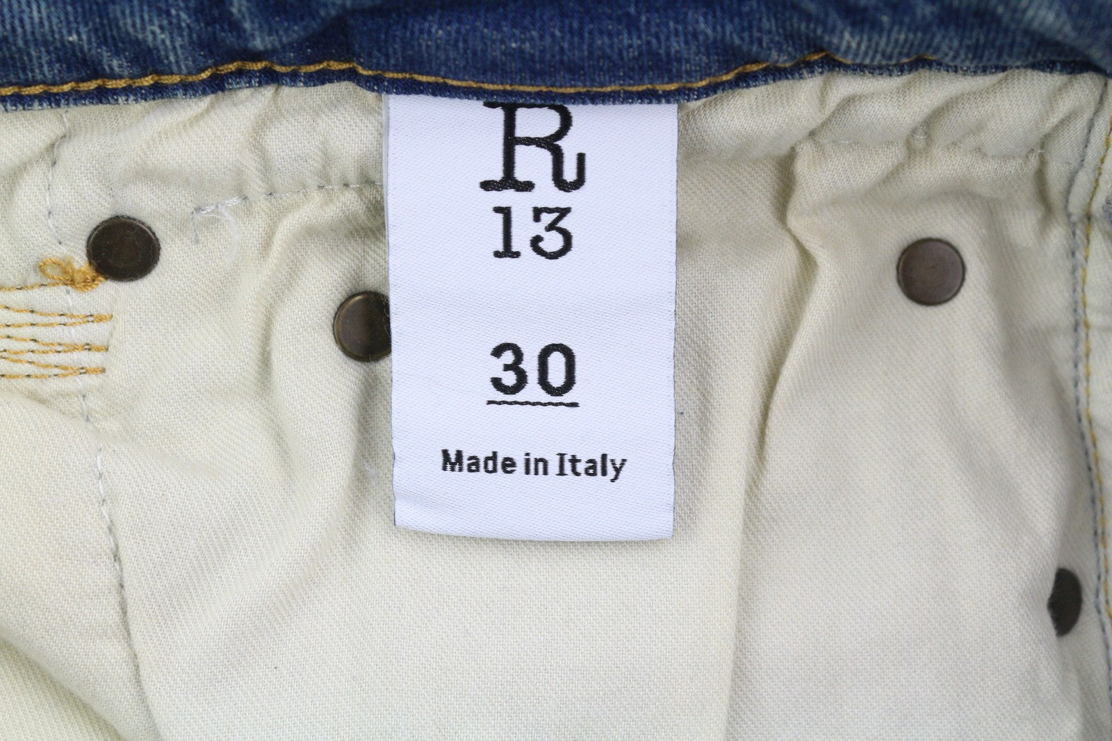 R13 Boy Straight Women Jeans 30 Cropped Ankle Washed Blue Kelly Stretch RRP€645