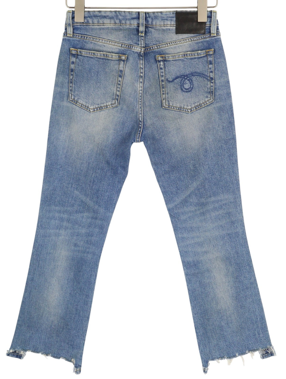 R13 Kick moteriški džinsai, 27 dydis, skalbtos mėlynos spalvos, trumpinti, su užtrauktuku ir Jasper tamprės. RMK 695 €