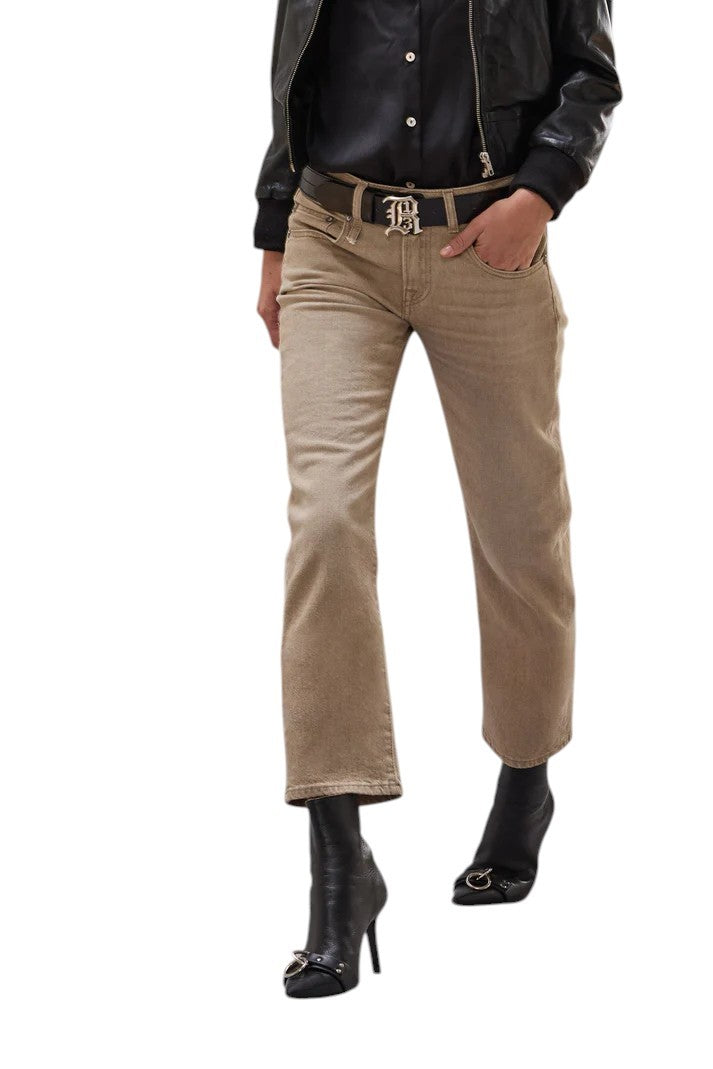 R13 berniukiški tiesūs moteriški džinsai, 29 m. skalbti chaki spalvos, tamprūs iki kulkšnių, rekomenduojama kaina – 645 € 