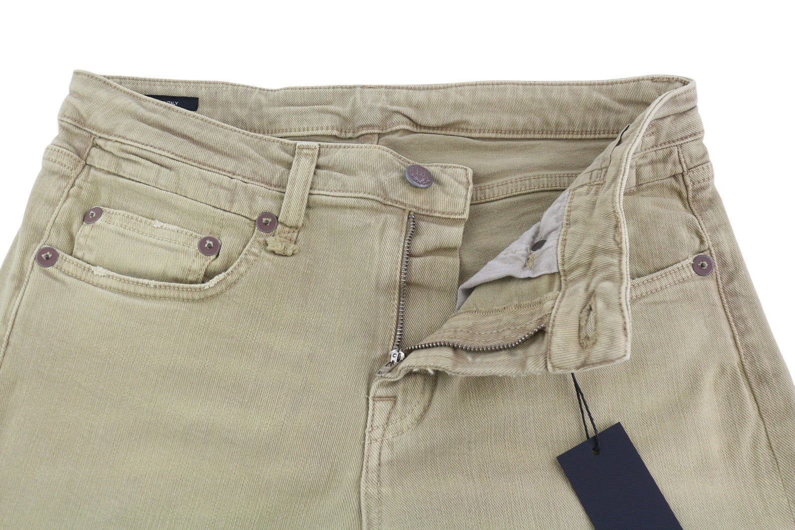 R13 berniukiški tiesūs moteriški džinsai, 29 m. skalbti chaki spalvos, tamprūs iki kulkšnių, rekomenduojama kaina – 645 € 