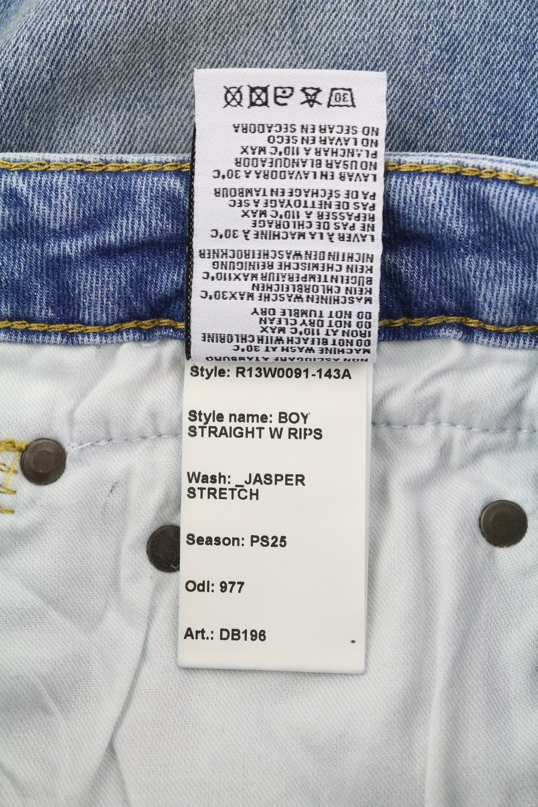 R13 berniukiški tiesūs moteriški džinsai, 25 „Jasper“, tamprūs, iki kulkšnių, skalbti, RRP 595 € 