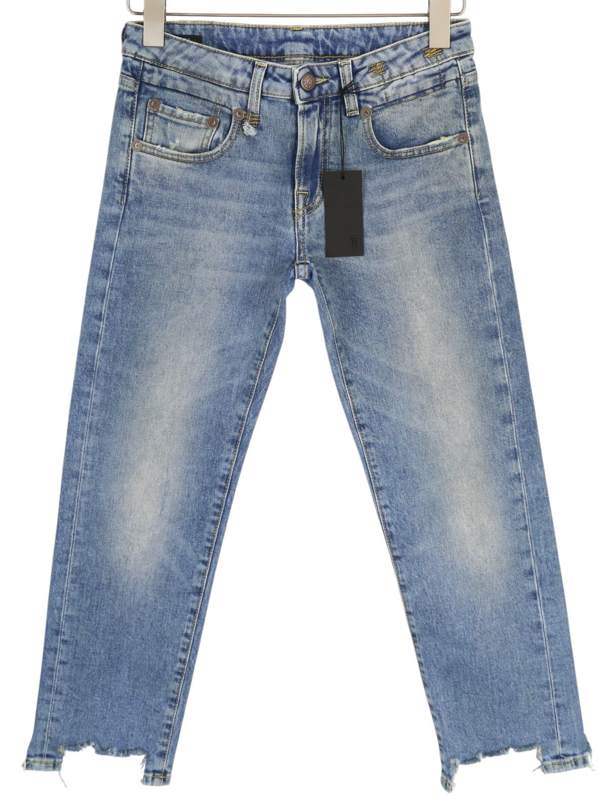 R13 berniukiški tiesūs moteriški džinsai, 25 „Jasper“, tamprūs, iki kulkšnių, skalbti, RRP 595 € 