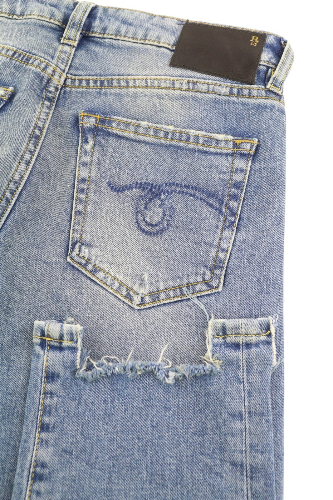 R13 berniukiški tiesūs moteriški džinsai, 25 „Jasper“, tamprūs, iki kulkšnių, skalbti, RRP 595 € 