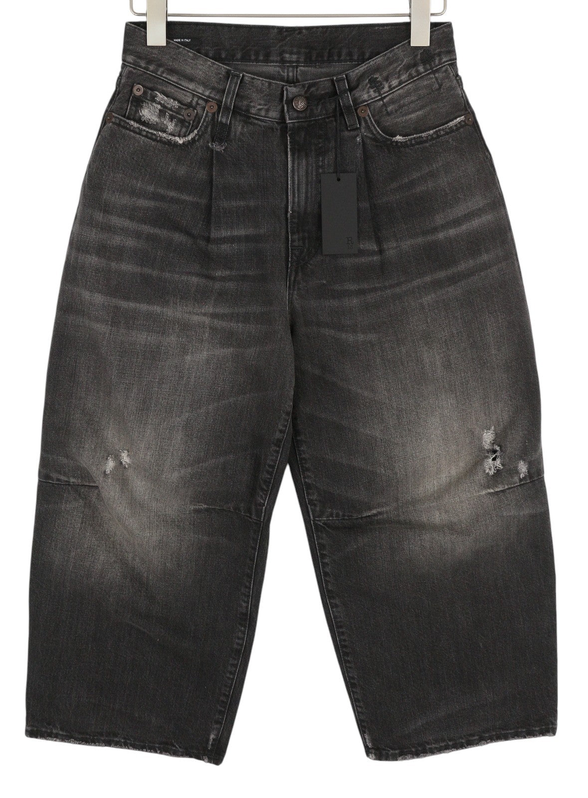 R13 trumpi plačių klešnių moteriški džinsai, 25 Wilson juodi, iki kulkšnių, RRP 695 € 