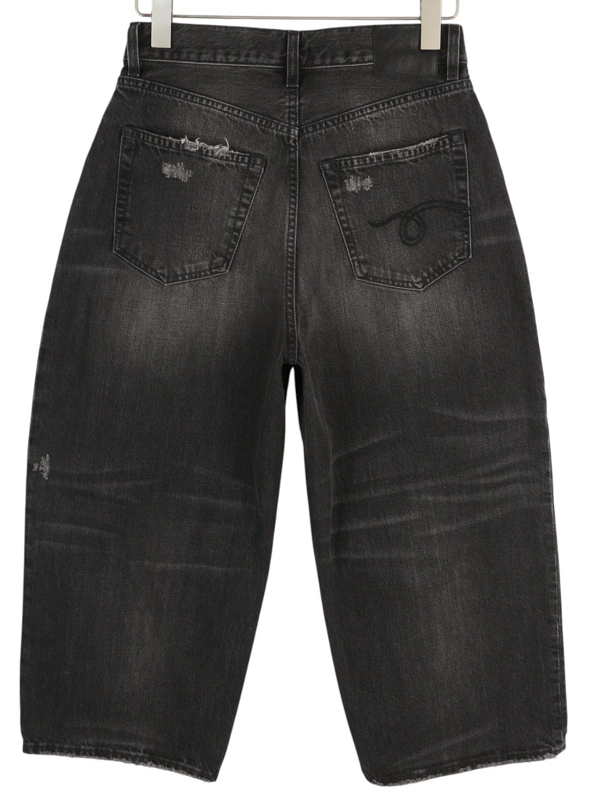 R13 trumpi plačių klešnių moteriški džinsai, 25 Wilson juodi, iki kulkšnių, RRP 695 € 