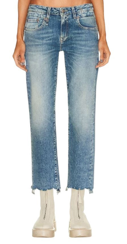 R13 berniukiški tiesūs moteriški džinsai, 26 dydžio, Jasper tamprūs, iki kulkšnių, skalbti, RRP 595 € 