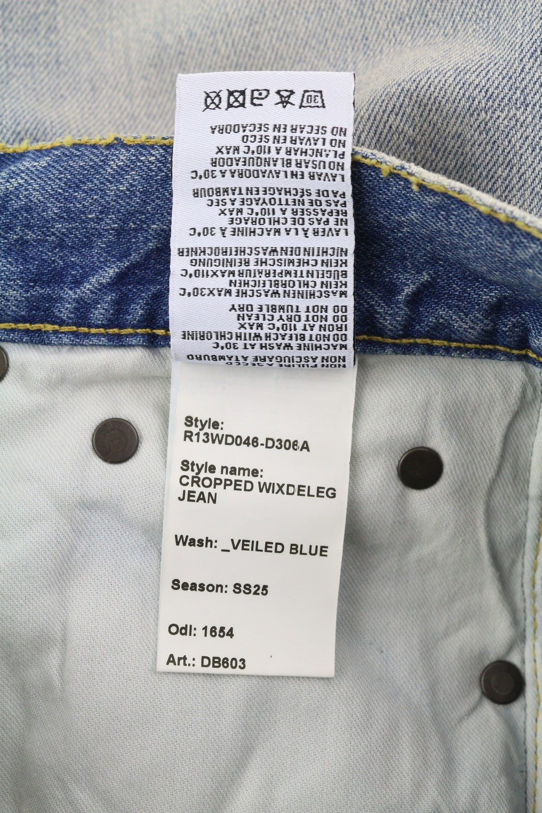 R13 trumpi Wixdeleg moteriški džinsai 23 laisvi, tiesūs, iki kulkšnių, skalbti, RRP 795 € 