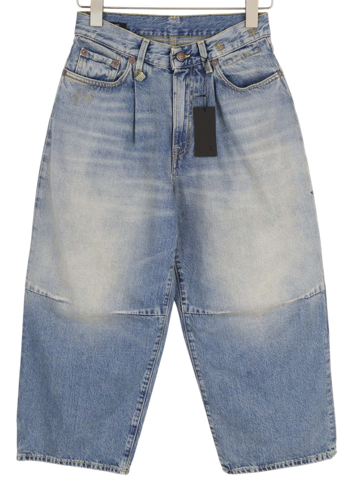 R13 trumpi Wixdeleg moteriški džinsai 23 laisvi, tiesūs, iki kulkšnių, skalbti, RRP 795 € 