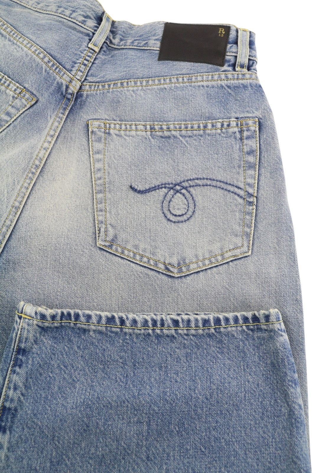 R13 trumpi Wixdeleg moteriški džinsai 23 laisvi, tiesūs, iki kulkšnių, skalbti, RRP 795 € 