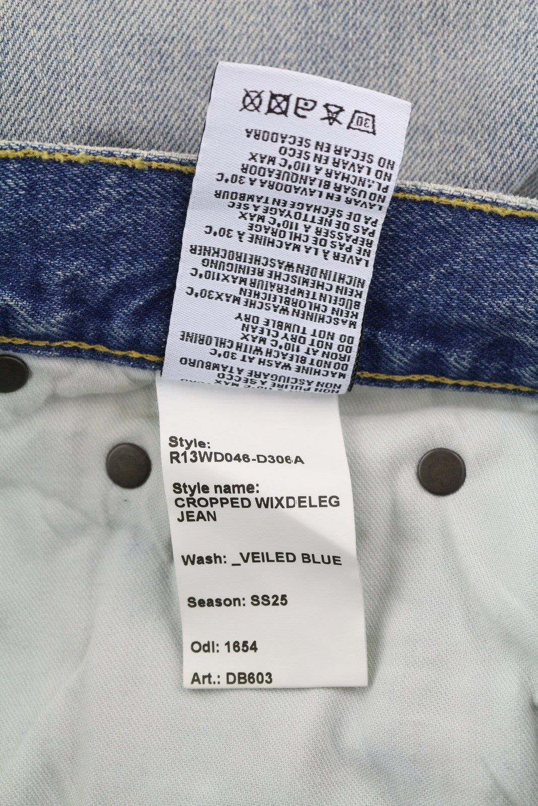 R13 trumpi „Wixdeleg“ moteriški džinsai, 24, laisvi, tiesūs, iki kulkšnių, skalbti, RRP 795 € 