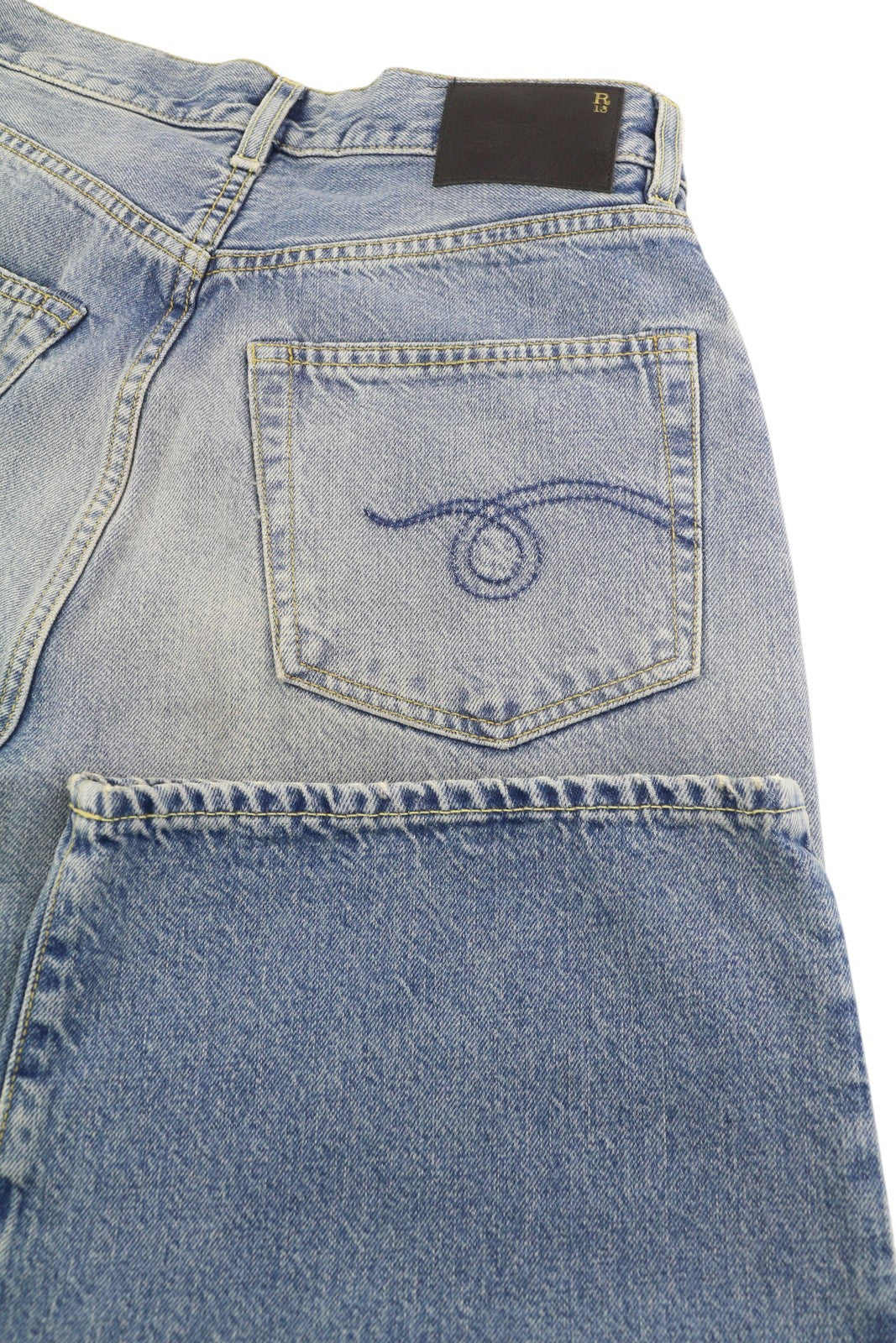 R13 trumpi „Wixdeleg“ moteriški džinsai, 24, laisvi, tiesūs, iki kulkšnių, skalbti, RRP 795 € 