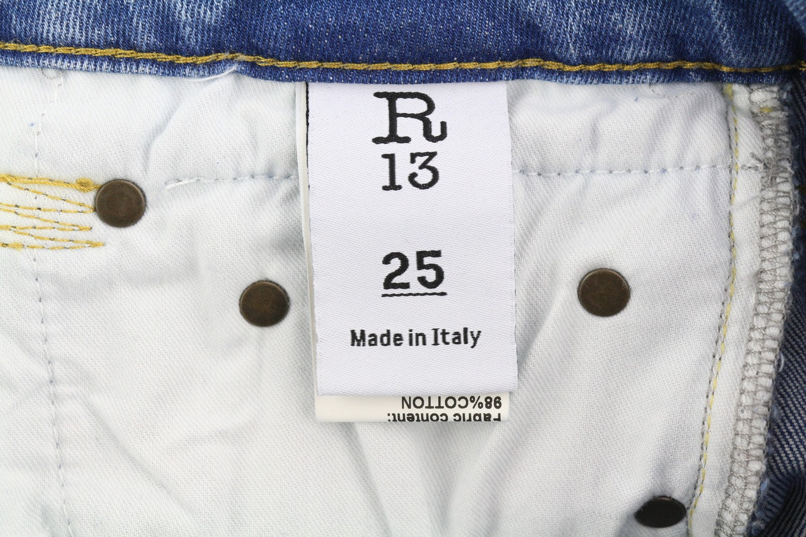 R13 Boy Straight Women Jeans 25 Jasper Stretch Ankle Length Washed Blue RRP€595