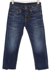 R13 Boy Straight Women Jeans 27 Howell Indigo Washed Ankle Length Zipper Blue