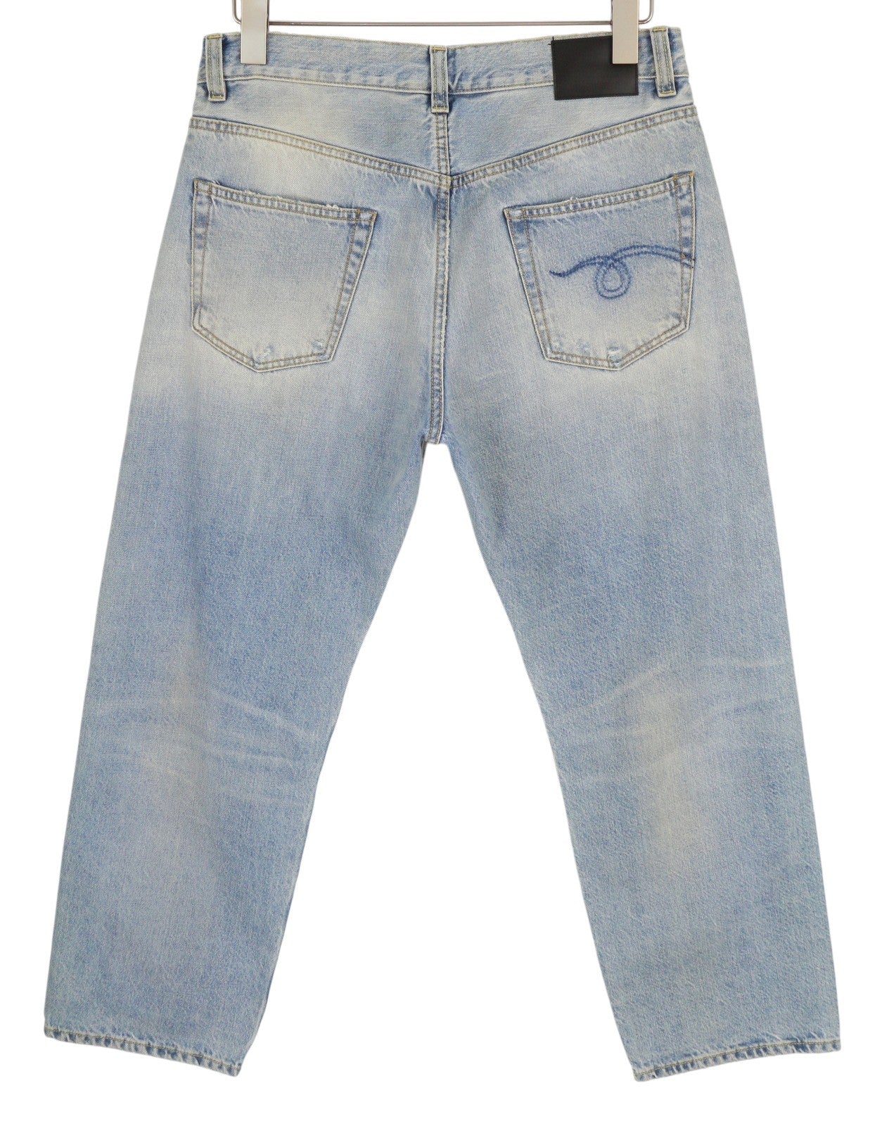 R13 Hayden Relaxed Women Jeans 32 Easton Blue Washed Distressed Ankle Length