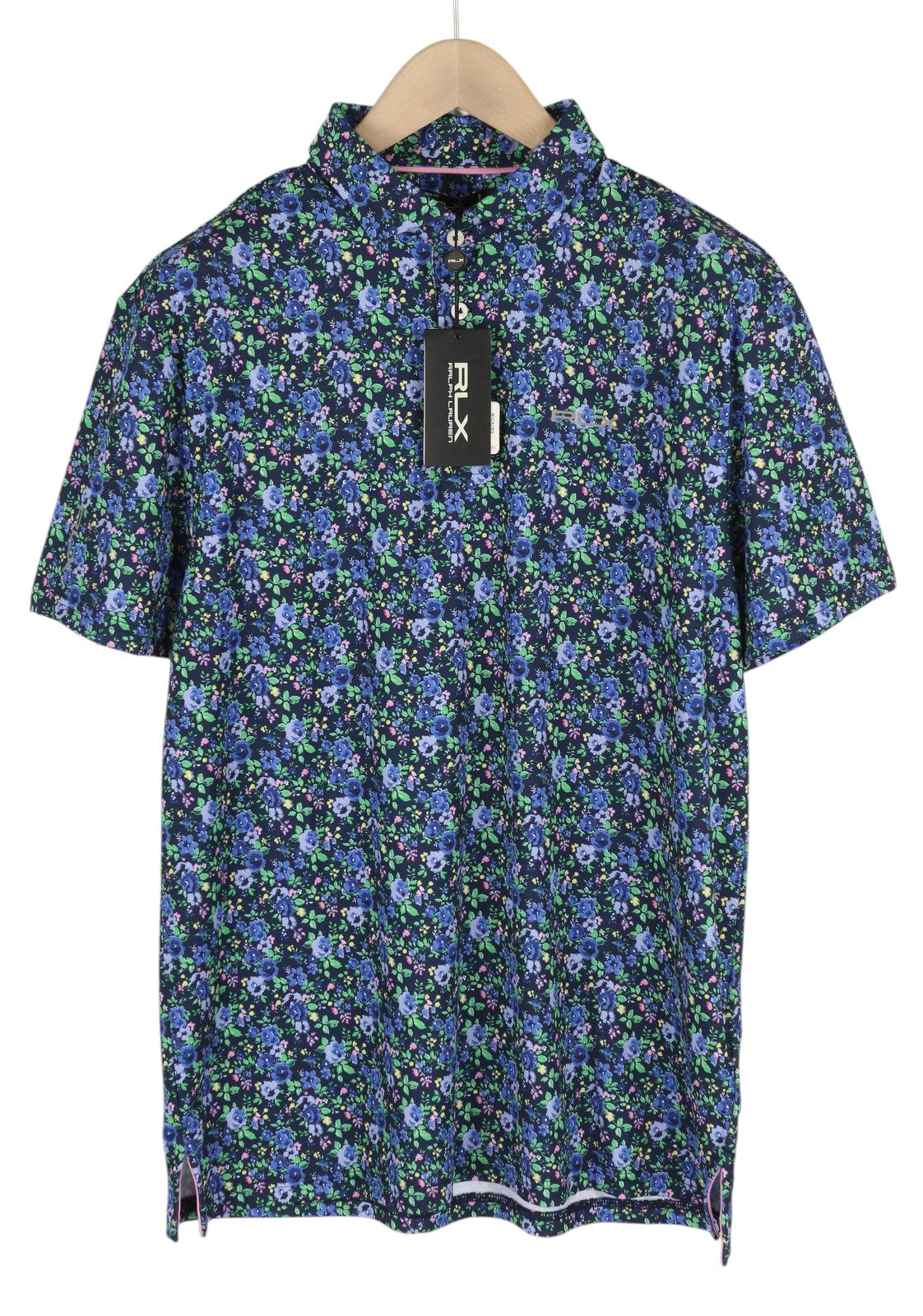 RLX RALPH LAUREN golfo vyriški marškinėliai su ilgomis rankovėmis, tamsiai mėlyni, gėlių rašto, L dydžio 